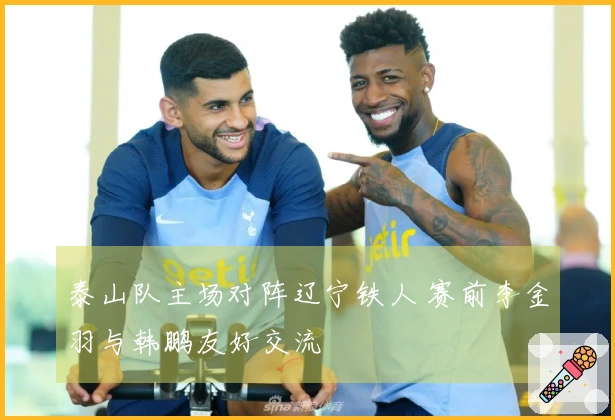 泰山队主场对阵辽宁铁人 赛前李金羽与韩鹏友好交流